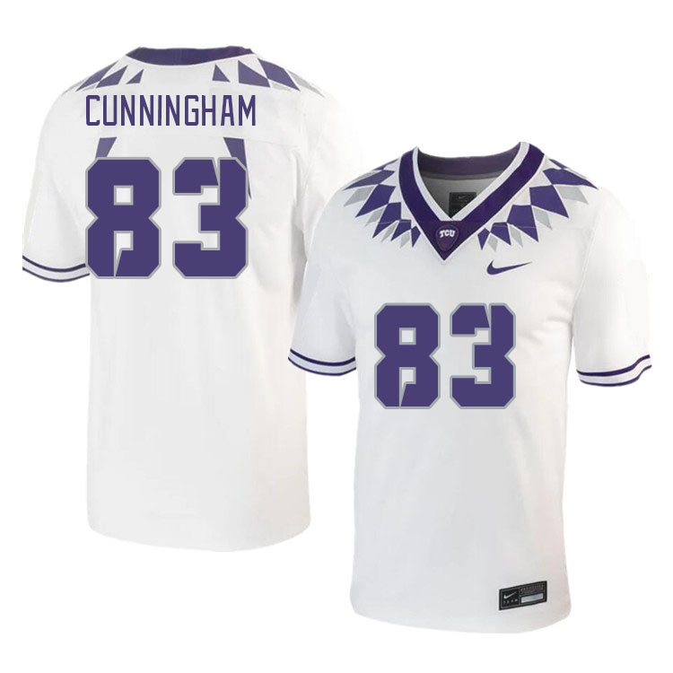 Men #83 Keagan Cunningham TCU Horned Frogs 2023 College Footbal Jerseys Stitched-White